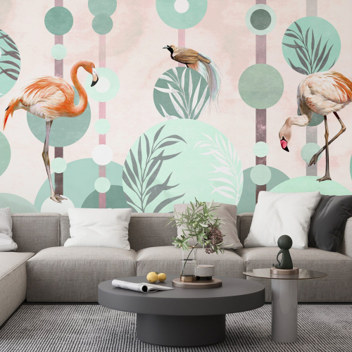 Papier peint panoramique - Flamants Roses