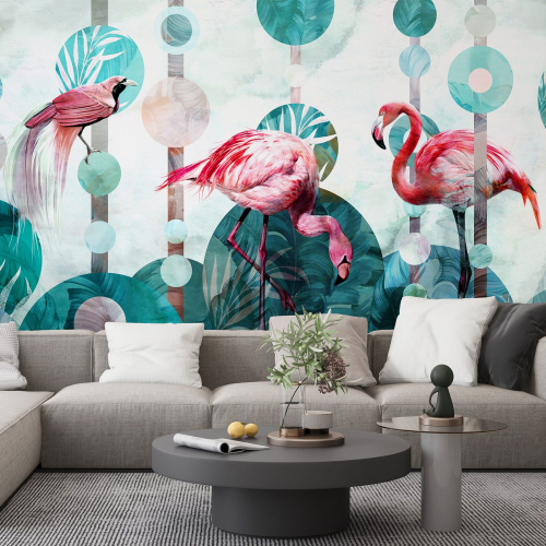 Papier peint panoramique - Flamants Roses