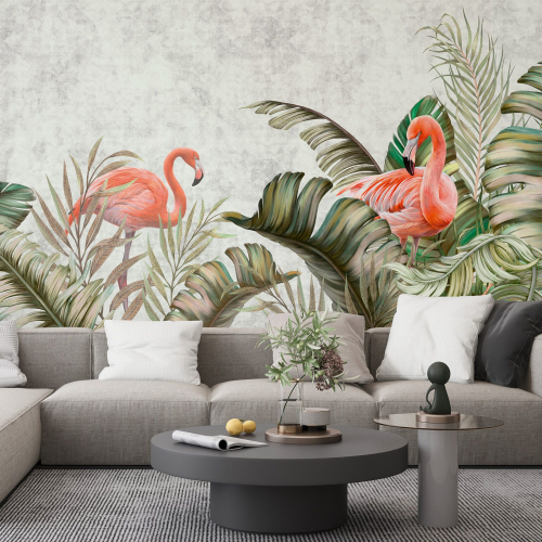 Papier peint panoramique - Flamants Roses