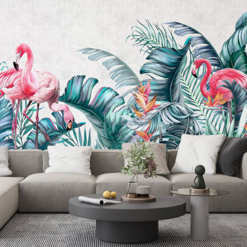 Papier peint panoramique - Flamants Roses