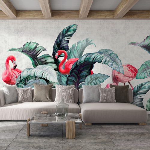 Papier peint panoramique - Flamants Roses