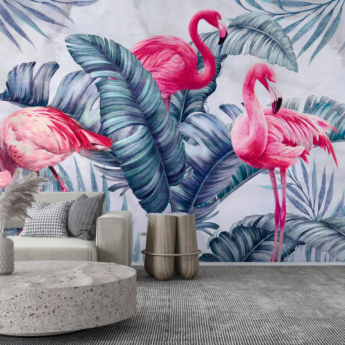 Papier peint panoramique - Flamants Roses