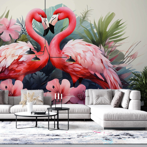 Papier peint panoramique - Flamants Roses