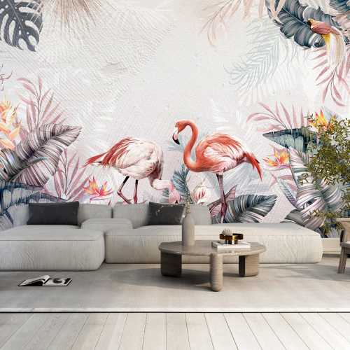 Papier peint panoramique - Flamants Roses