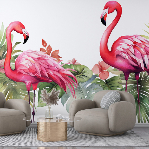 Papier peint panoramique - Flamants Roses