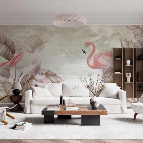 Papier peint panoramique - Flamants Roses