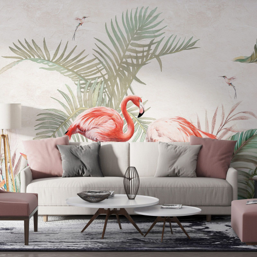 Papier peint panoramique - Flamants Roses