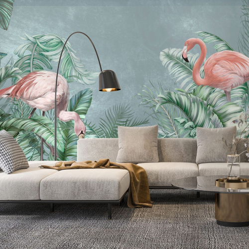 Papier peint panoramique - Flamants Roses