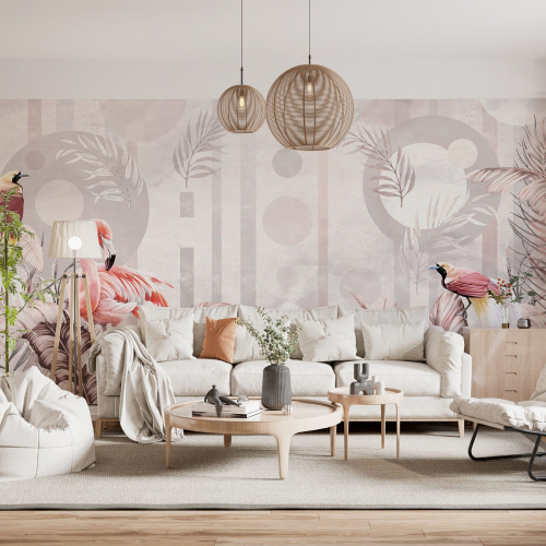 Papier peint panoramique - Flamants Roses