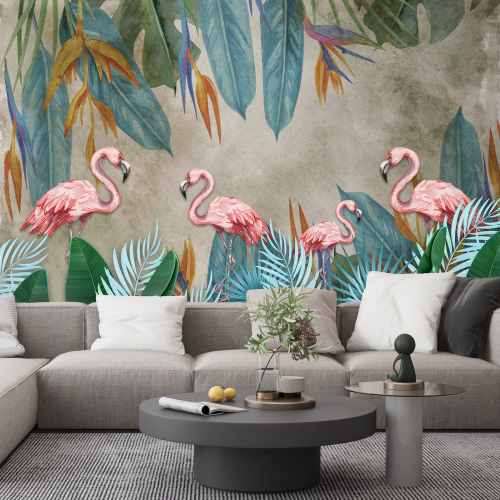 Papier peint panoramique - Flamants Roses