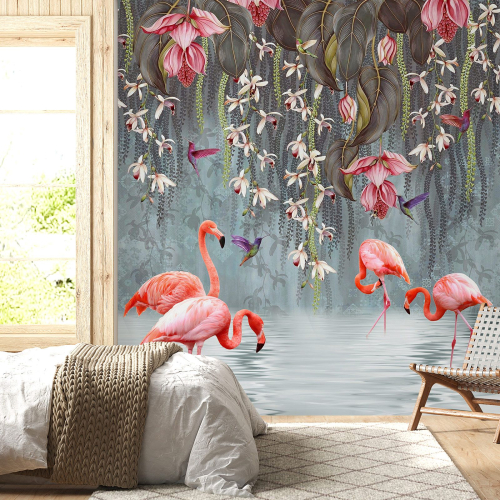 Papier peint panoramique - Flamants Roses