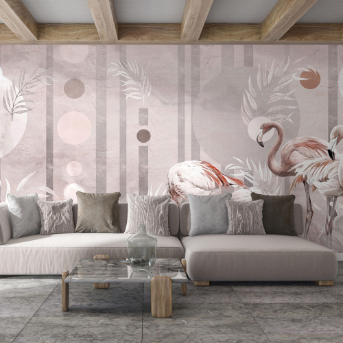 Papier peint panoramique - Flamants Roses