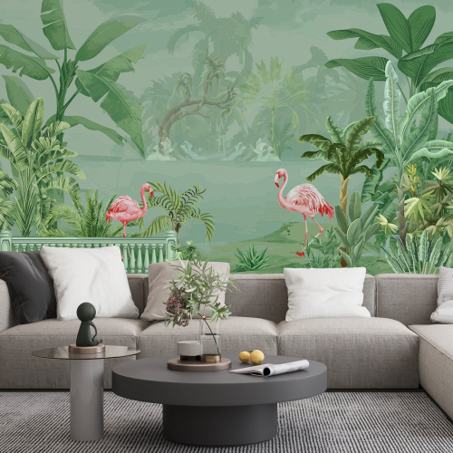 Papier peint panoramique - Flamants Roses