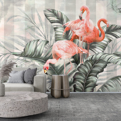 Papier peint panoramique - Flamants Roses