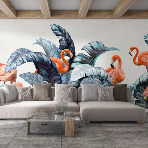 Papier peint panoramique - Flamants Roses