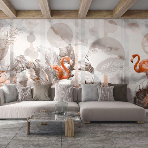 Papier peint panoramique - Flamants Roses
