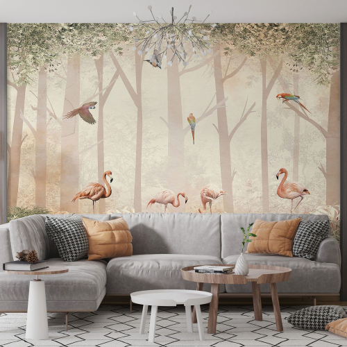 Papier peint panoramique - Flamants Roses