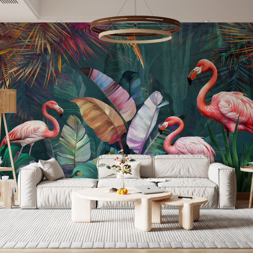 Papier peint panoramique - Flamants Roses
