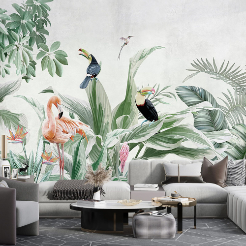 Papier peint panoramique - Flamants Roses