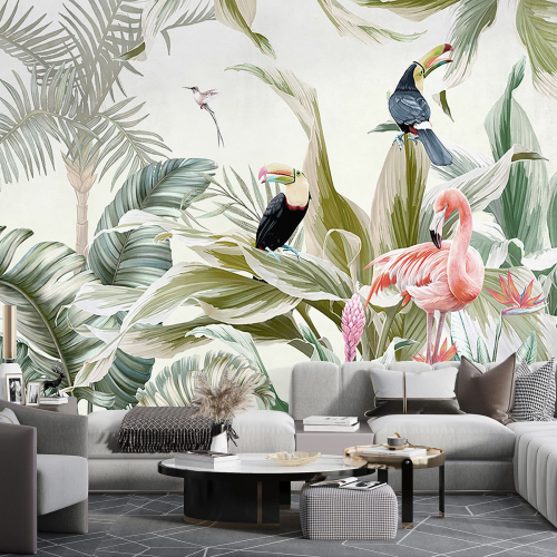 Papier peint panoramique - Flamants Roses