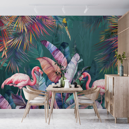 Papier peint panoramique - Flamants Roses