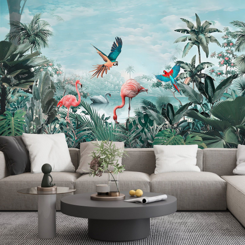 Papier peint panoramique - Flamants Roses