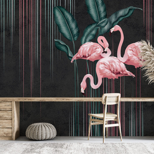 Papier peint panoramique - Flamants Roses
