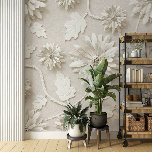 Papier peint panoramique - Fleurs 3D