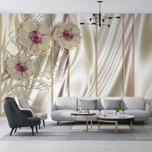 Papier peint panoramique - Fleurs 3D