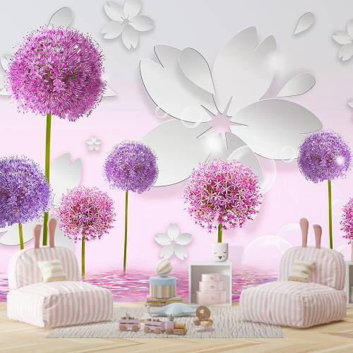 Papier peint panoramique - Fleurs 3D