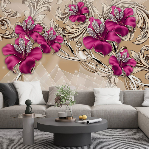 Papier peint panoramique - Fleurs 3D