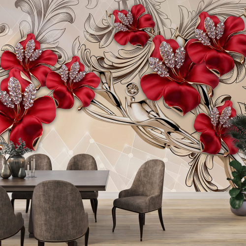Papier peint panoramique - Fleurs 3D