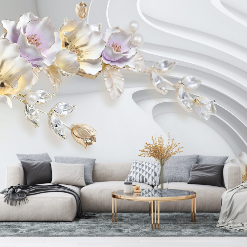 Papier peint panoramique - Fleurs 3D