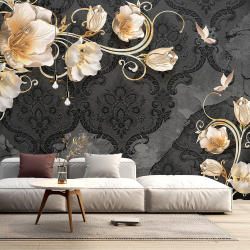Papier peint panoramique - Fleurs 3D