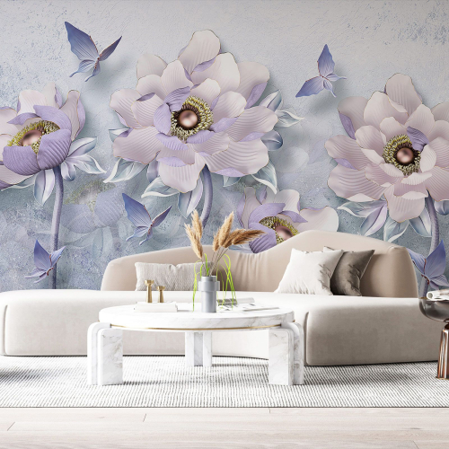 Papier peint panoramique - Fleurs 3D