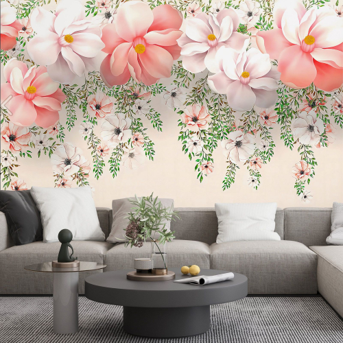 Papier peint panoramique - Fleurs 3D
