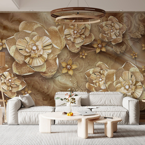 Papier peint panoramique - Fleurs 3D