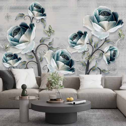 Papier peint panoramique - Fleurs 3D