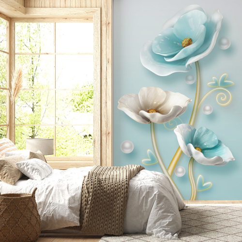 Papier peint panoramique - Fleurs 3D