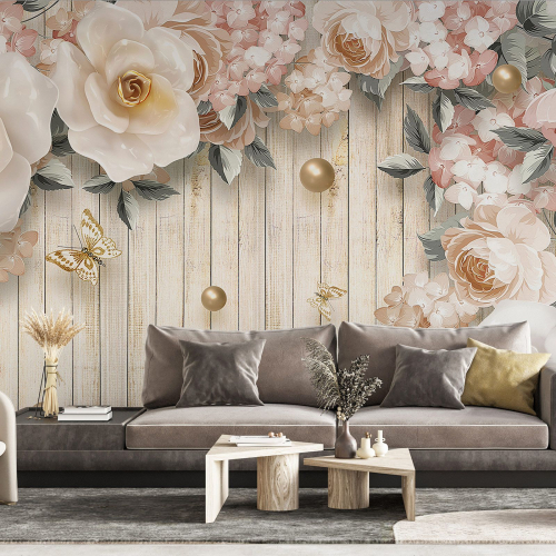 Papier peint panoramique - Fleurs 3D
