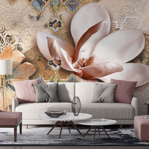 Papier peint panoramique - Fleurs 3D