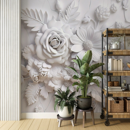 Papier peint panoramique - Fleurs 3D