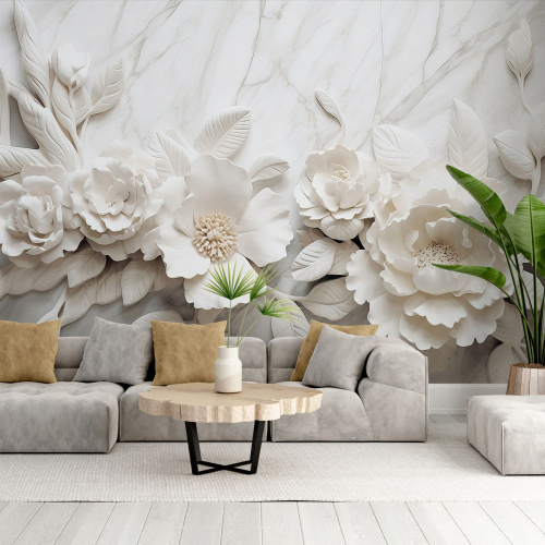 Papier peint panoramique - Fleurs 3D