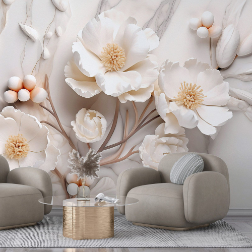 Papier peint panoramique - Fleurs 3D