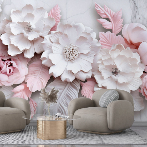 Papier peint panoramique - Fleurs 3D