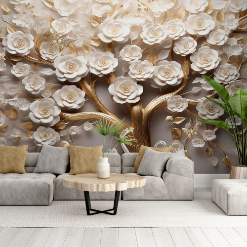 Papier peint panoramique - Fleurs 3D