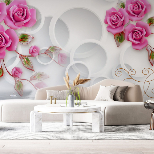 Papier peint panoramique - Fleurs 3D