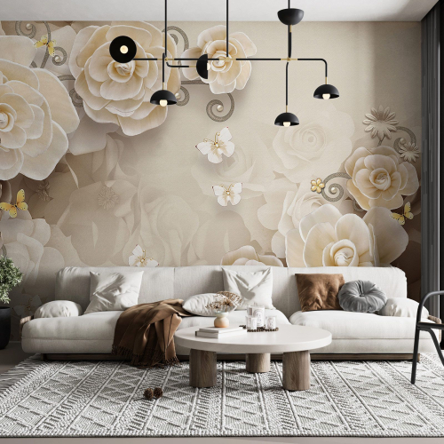 Papier peint panoramique - Fleurs 3D