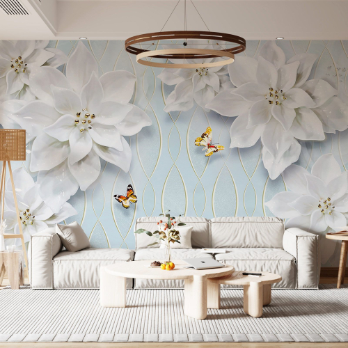 Papier peint panoramique - Fleurs 3D