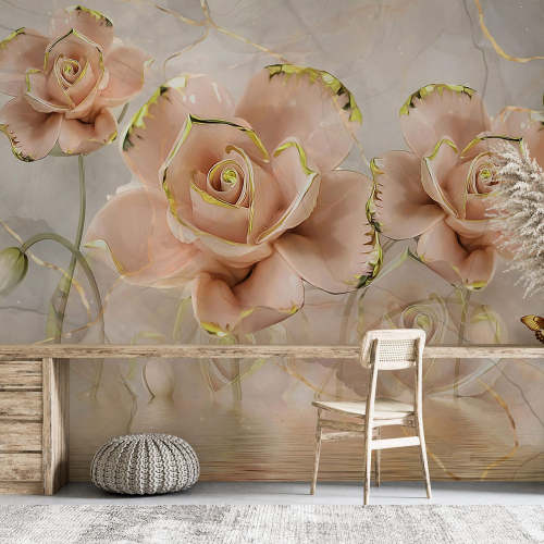 Papier peint panoramique - Fleurs 3D